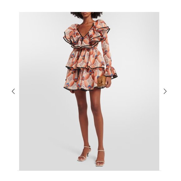 $5200 New Etro 2023 Apricot Print Ruffle Runway Mini Dress. - Picture 4 of 15